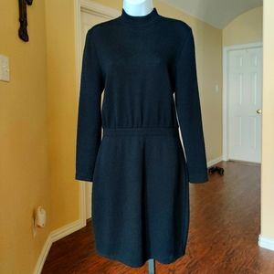St. John Mock Neck Black Knit Dress